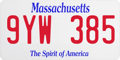 MA license plate 9YW385