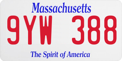MA license plate 9YW388