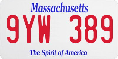 MA license plate 9YW389