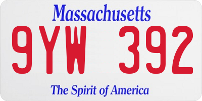 MA license plate 9YW392