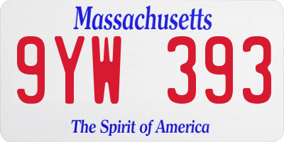 MA license plate 9YW393