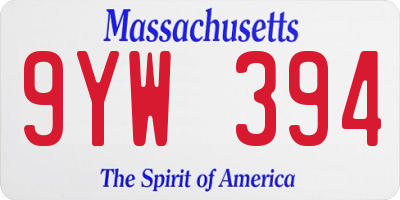MA license plate 9YW394