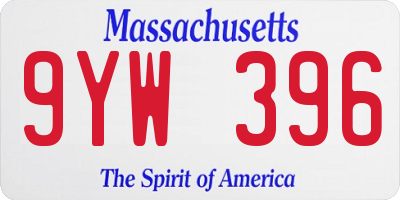 MA license plate 9YW396