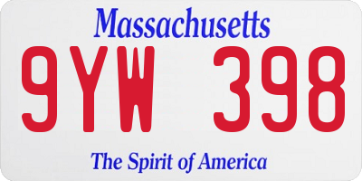 MA license plate 9YW398
