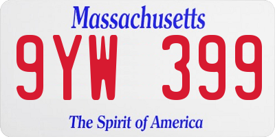 MA license plate 9YW399