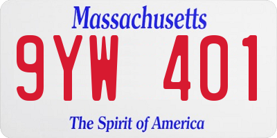 MA license plate 9YW401