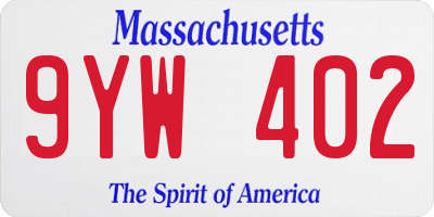 MA license plate 9YW402