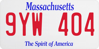 MA license plate 9YW404