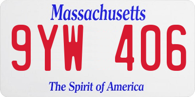 MA license plate 9YW406