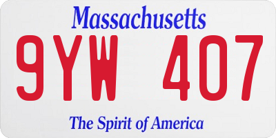 MA license plate 9YW407