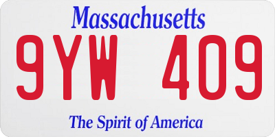 MA license plate 9YW409
