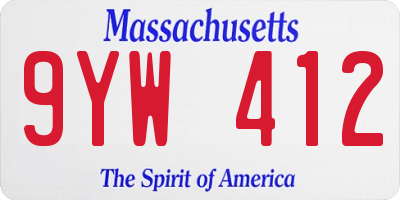 MA license plate 9YW412