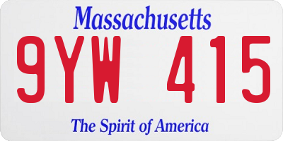 MA license plate 9YW415
