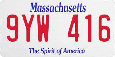 MA license plate 9YW416