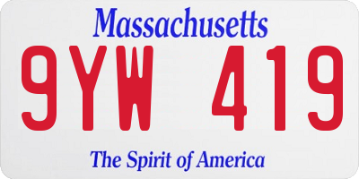 MA license plate 9YW419