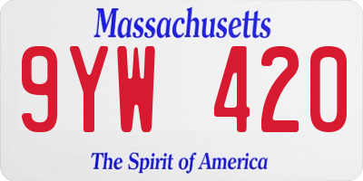 MA license plate 9YW420