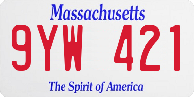 MA license plate 9YW421