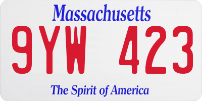 MA license plate 9YW423