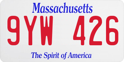 MA license plate 9YW426