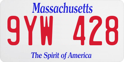 MA license plate 9YW428