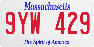 MA license plate 9YW429
