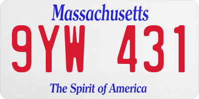 MA license plate 9YW431