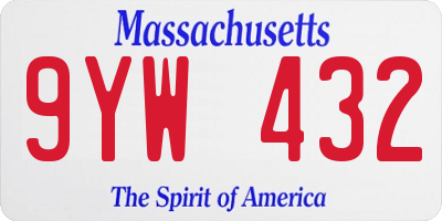 MA license plate 9YW432