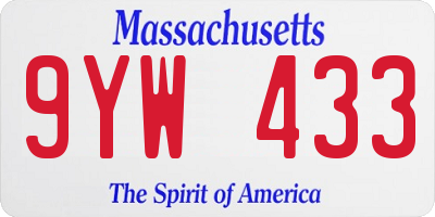 MA license plate 9YW433