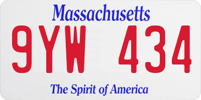 MA license plate 9YW434