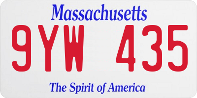MA license plate 9YW435