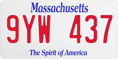 MA license plate 9YW437