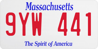 MA license plate 9YW441
