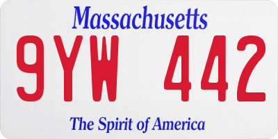 MA license plate 9YW442