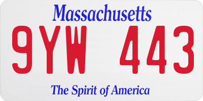 MA license plate 9YW443