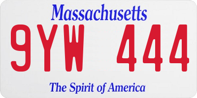 MA license plate 9YW444