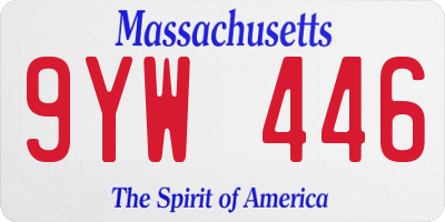 MA license plate 9YW446