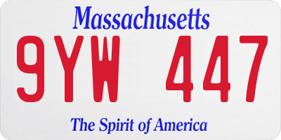 MA license plate 9YW447