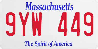 MA license plate 9YW449