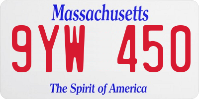 MA license plate 9YW450