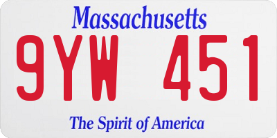 MA license plate 9YW451