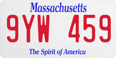 MA license plate 9YW459