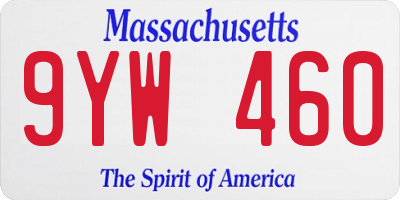 MA license plate 9YW460
