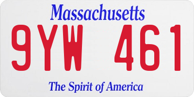 MA license plate 9YW461