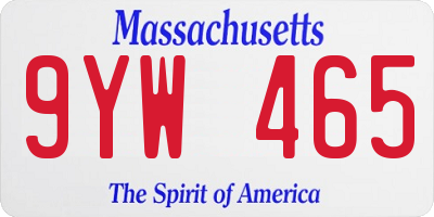 MA license plate 9YW465