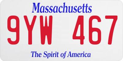 MA license plate 9YW467