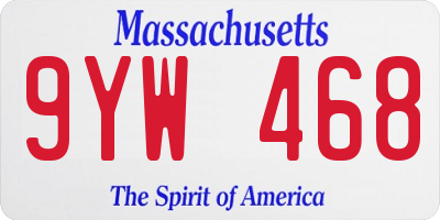 MA license plate 9YW468