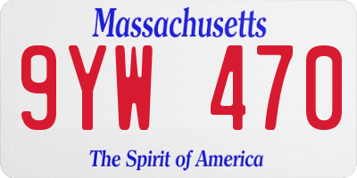 MA license plate 9YW470