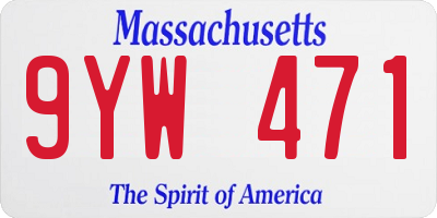 MA license plate 9YW471