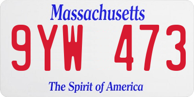 MA license plate 9YW473