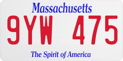 MA license plate 9YW475